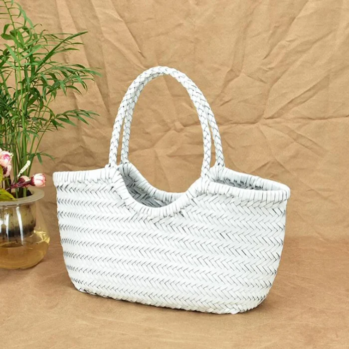 kf H693398f1f8d448fb9c86e84716b1c498X 100 Natural Cowhide Weave Handbags Fashion Small Manual Hand Made Ladies Woven Handbag Exquisite Tote Dating