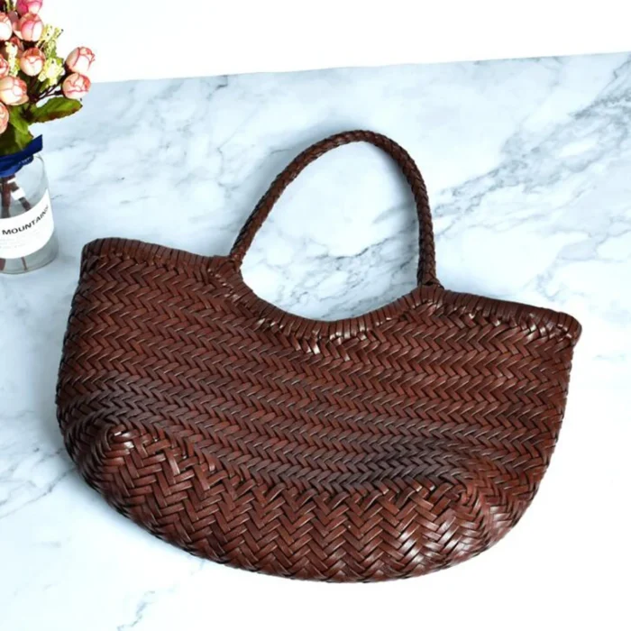 kf H7c01910f51cc41cbb950289ffcb42e375 100 Natural Cowhide Weave Handbags Fashion Small Manual Hand Made Ladies Woven Handbag Exquisite Tote Dating