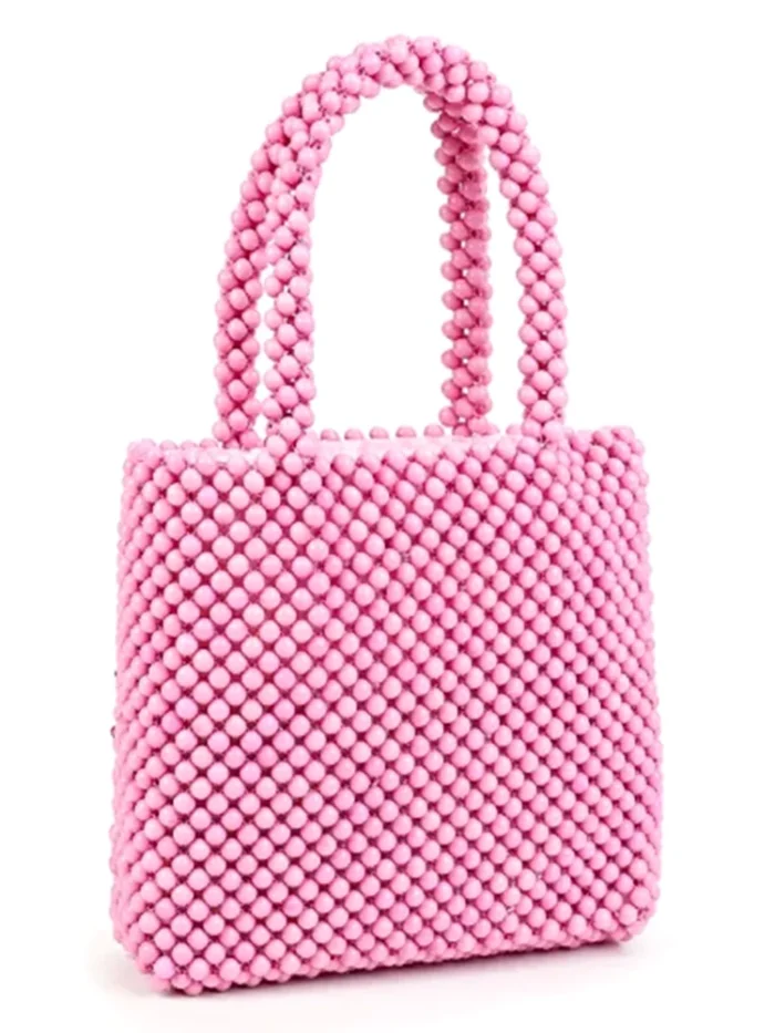 kf S29117a96854a4ee4a2965caf0d86e503O Designer Bead bag Pearl Bag Cute Brand Beaded Letter Totes Handbag Women Handmade Party Small Bucket