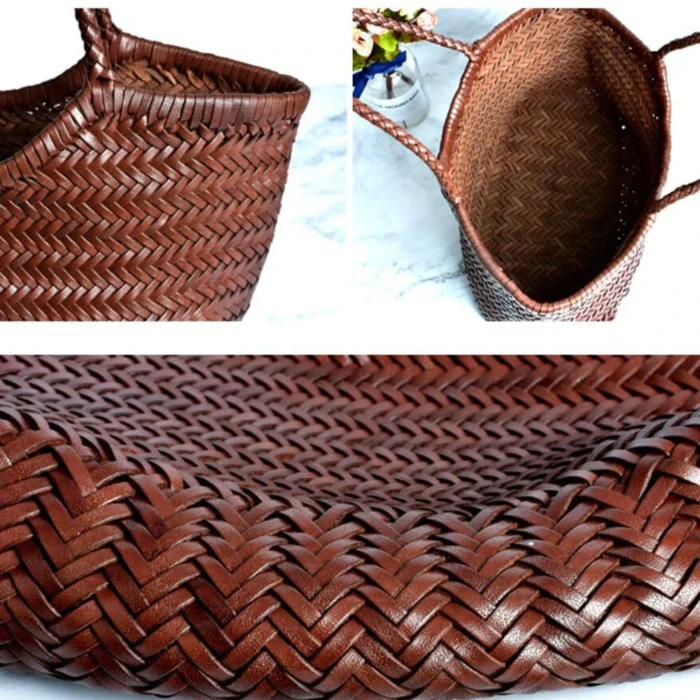 kf S6f6bb13b334541a29e53c4ab325d48afe 100 Natural Cowhide Weave Handbags Fashion Small Manual Hand Made Ladies Woven Handbag Exquisite Tote Dating