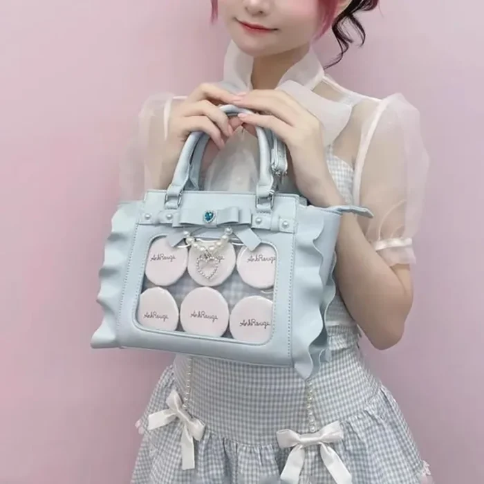 kf Sd4aee61058484641991ec4e118457e2bf Chic New Designed Ruffles Hand Bag for Women 2024 Japanese Solid PU Ita Bag All Match