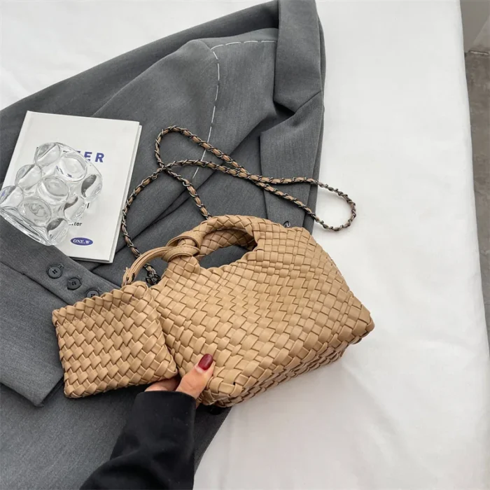 kf Sf624d766c527423684b5221a484822dbX 2024 Fashion Ladies Bag Mini Woven Bag PU Leather Cute Handbag Vegetable Basket Hand Carry Bag