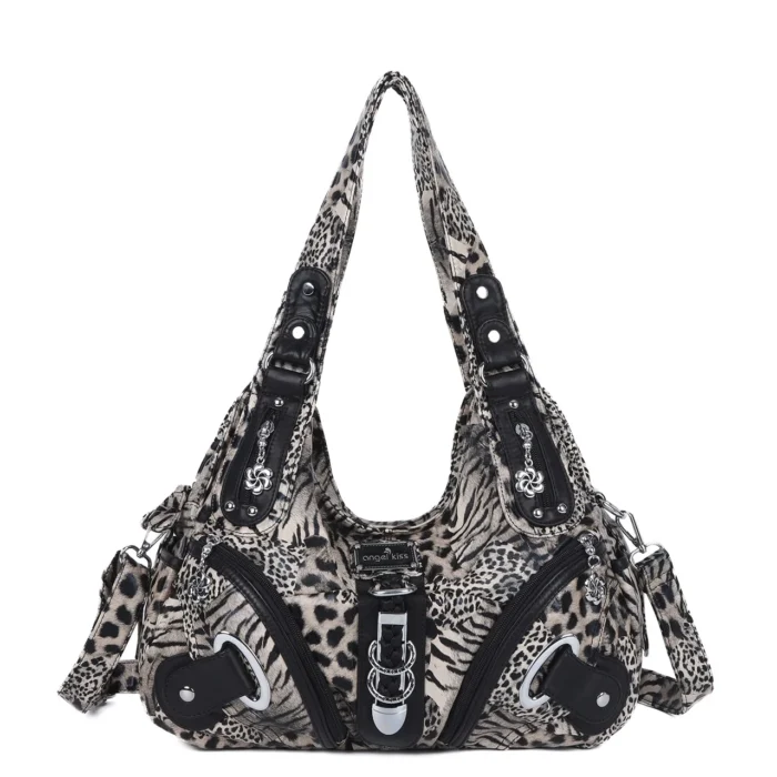 kf S192a1939f19848e4ad07ec433f116233b Angelkiss Women Handbags Leopard Bag Top handle Handbag Fashion Satchel Dumpling Pack Shoulder Bag Tote Bag