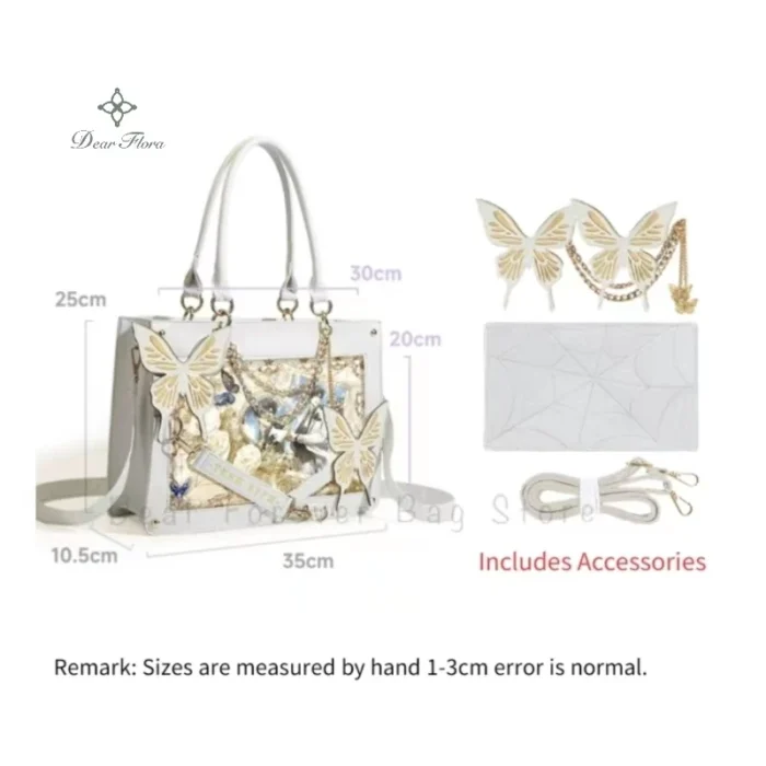kf S65fc611b264b4ab5bafce293a50a623ep Y2K Labyrinth Butterfly Spider Web Letter Chain Handbags DIY Transparent Ita Bag Lolita Gothic Tote Vintage