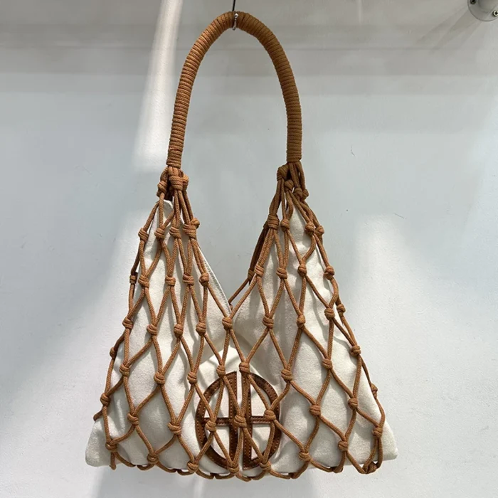 kf Sa48606b1dab94971ac995696e8a8c5014 Hollow Out Bucket Mesh Handmade Weave Bags For Women Luxury Designer Handbags Purses 2024 New In