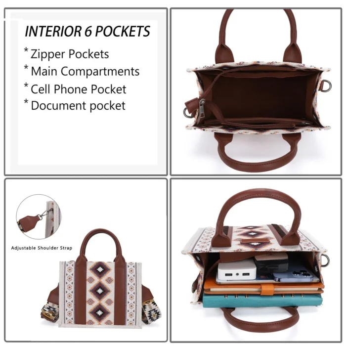 kf Sb69117c1d7e04a4d82dec8dbe48a1256E Women Handbags Western Wallet Female Shoulder Bohemian Aztec Shoulder Bag Shopping Tote Bag Large Capacity Travel