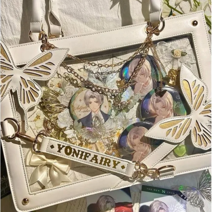 kf Sc3e516b2507248618c5756b0357cff918 Y2K Labyrinth Butterfly Spider Web Letter Chain Handbags DIY Transparent Ita Bag Lolita Gothic Tote Vintage