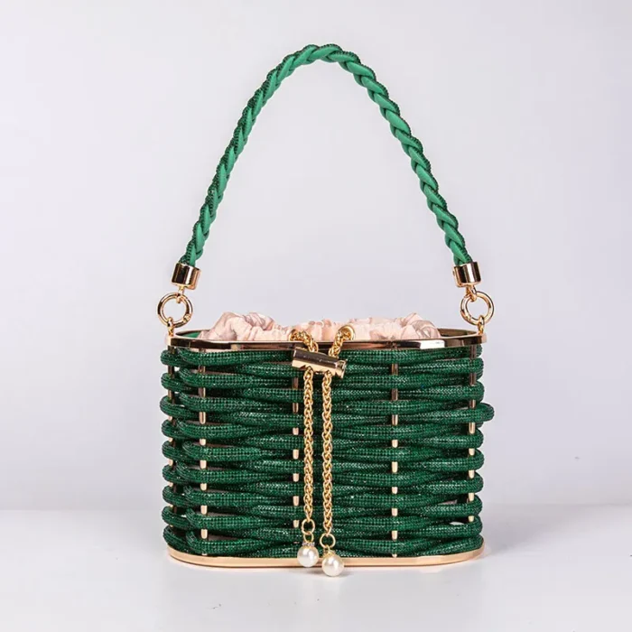 kf Sd8c428f8cf4545d5b0e0347916336b8cT Handbag Shoulder Glitter Pearl Wedding Party Clutch Purse Diamonds Shiny Beading Evening Bag Crossbody Rhinestone