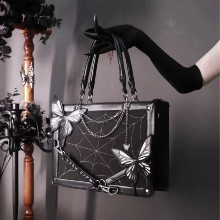 kf Sf717ee3f3597486a9b2b547cb628cd4dV Y2K Labyrinth Butterfly Spider Web Letter Chain Handbags DIY Transparent Ita Bag Lolita Gothic Tote Vintage