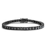Aurstyle 3mm 4mm Black Moissanite Tennis Bracelet Full Diamond GRA 925 Sterling Silver Plated