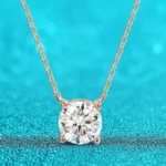 Aurstyle1-5CT Rose Gold Color Moissanite Necklace for Women D Color Sparkling