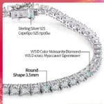 Aurstyle 4.0mm 5.0mm Round Cut White Gold Plated 925 Silver Moissanite Tennis Bracelet