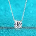 Aurstyle White Gold Plated 1-10CT Moissan Necklace for Women 925 Sterling Silver