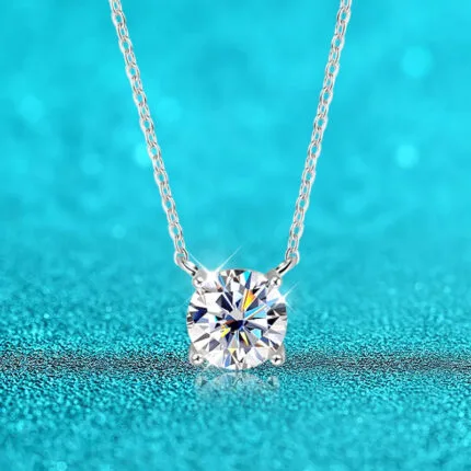 Aurstyle White Gold Plated 1-10CT Moissan Necklace for Women 925 Sterling Silver