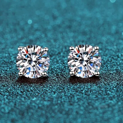 Aurstyle S925 Silver Platinum Plated Bride Wedding Diamond Studs GRA