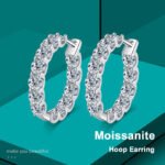 Aurstyle 2.6ct D Color Moissanite Earring 925 Sterling Sliver Plated White Gold Hoop Earring