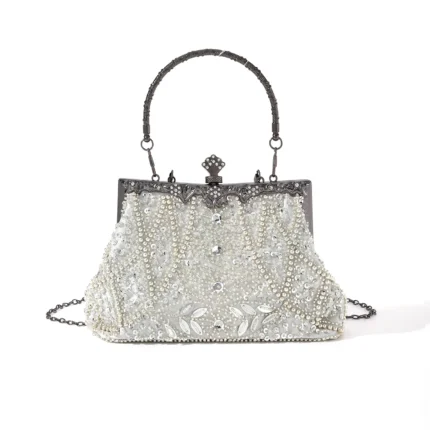 Aurstyle Vintage Trend Heavy Industry Embroidery Flower Beaded Handbag