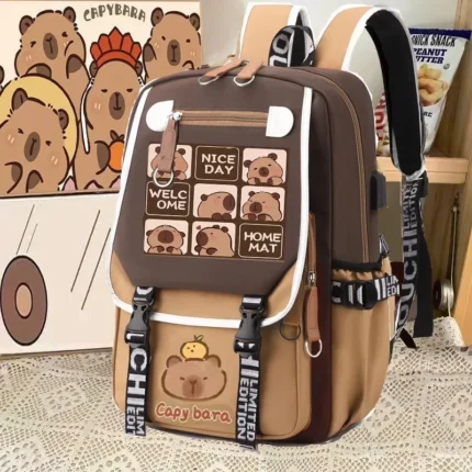 Stylish Capybara Computer Backpack College School Casual Day pack Teens Bag Large Capacity Adjustable Strap Schoolbag