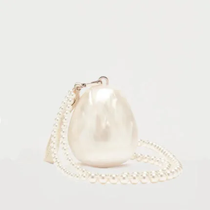 Aurstyle Acrylic egg bag cute pearl Evening Clutch Bag with beaded strap